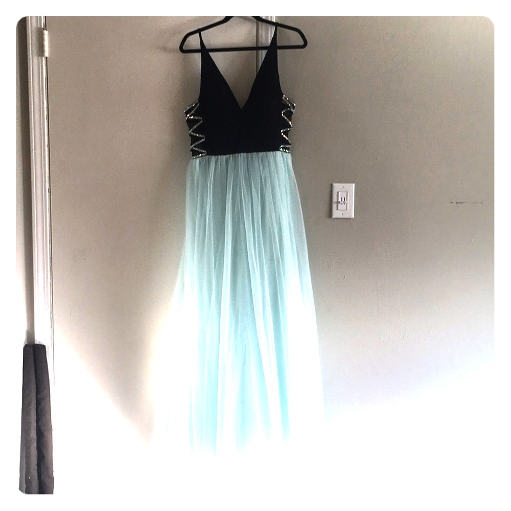 Black + Turquoise maxi dress